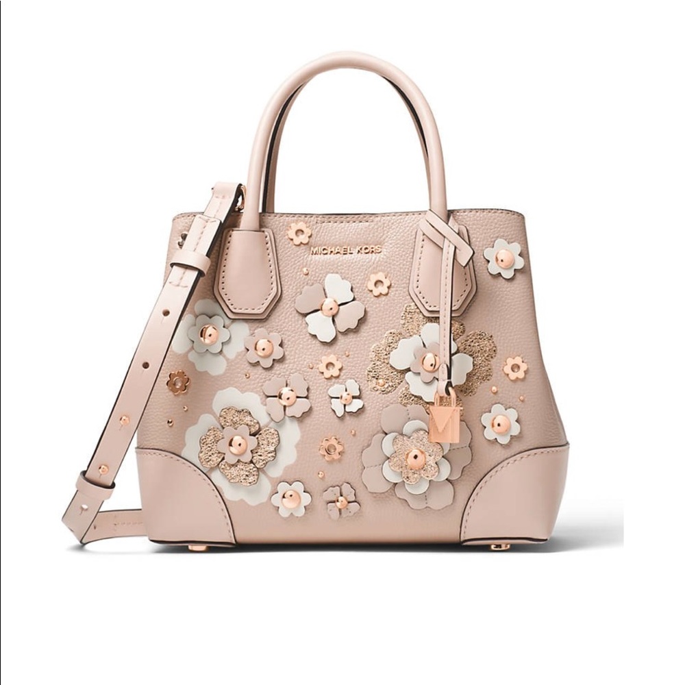 Michael Kors Pink Floral Appliqué Satchel